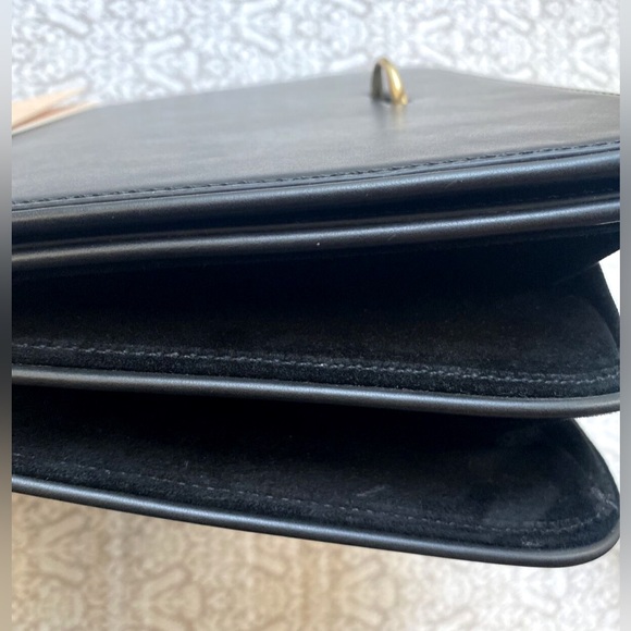 Sancia Laurel Satchel Black Leather Crossbody Shoulder Bag Gold Chain Brand New! - Picture 7 of 10